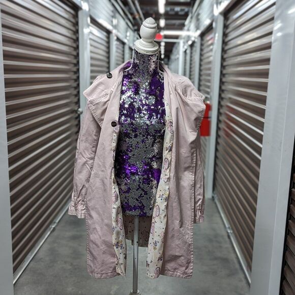 Vintage 7th Street NY Pink Size 4 Women's Trench Jacket Coat with Belt - Picture 6 of 11